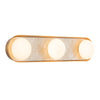 Alonso Three LED Wall Light in Vintage Brass Metalwork with Alabaster Accents