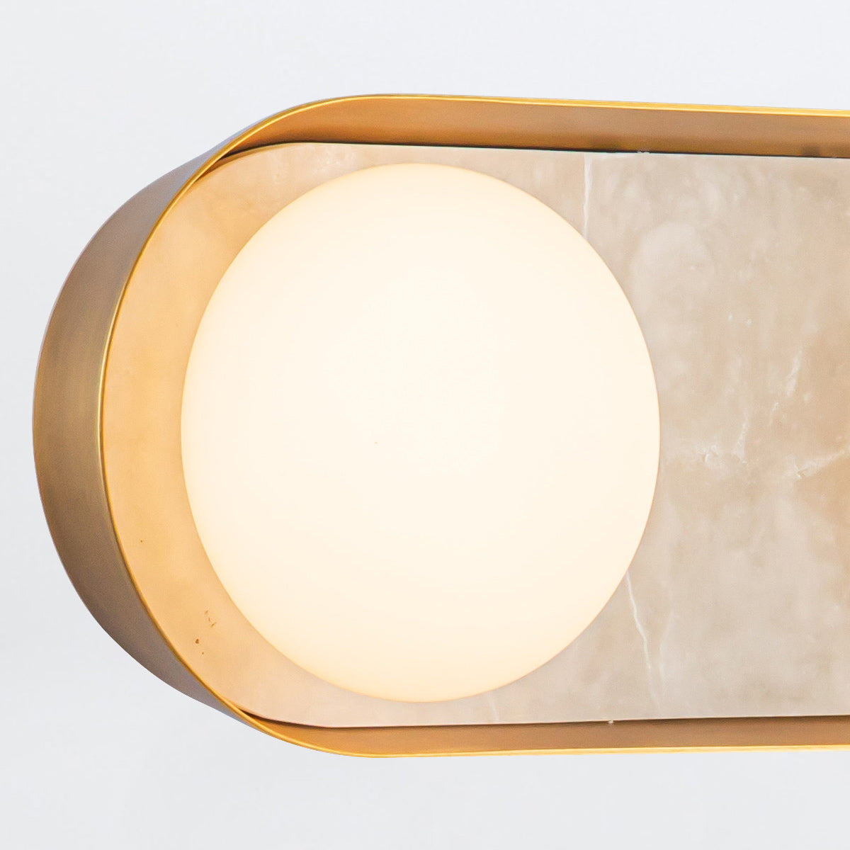 Alonso Three LED Wall Light in Vintage Brass Metalwork with Alabaster Accents