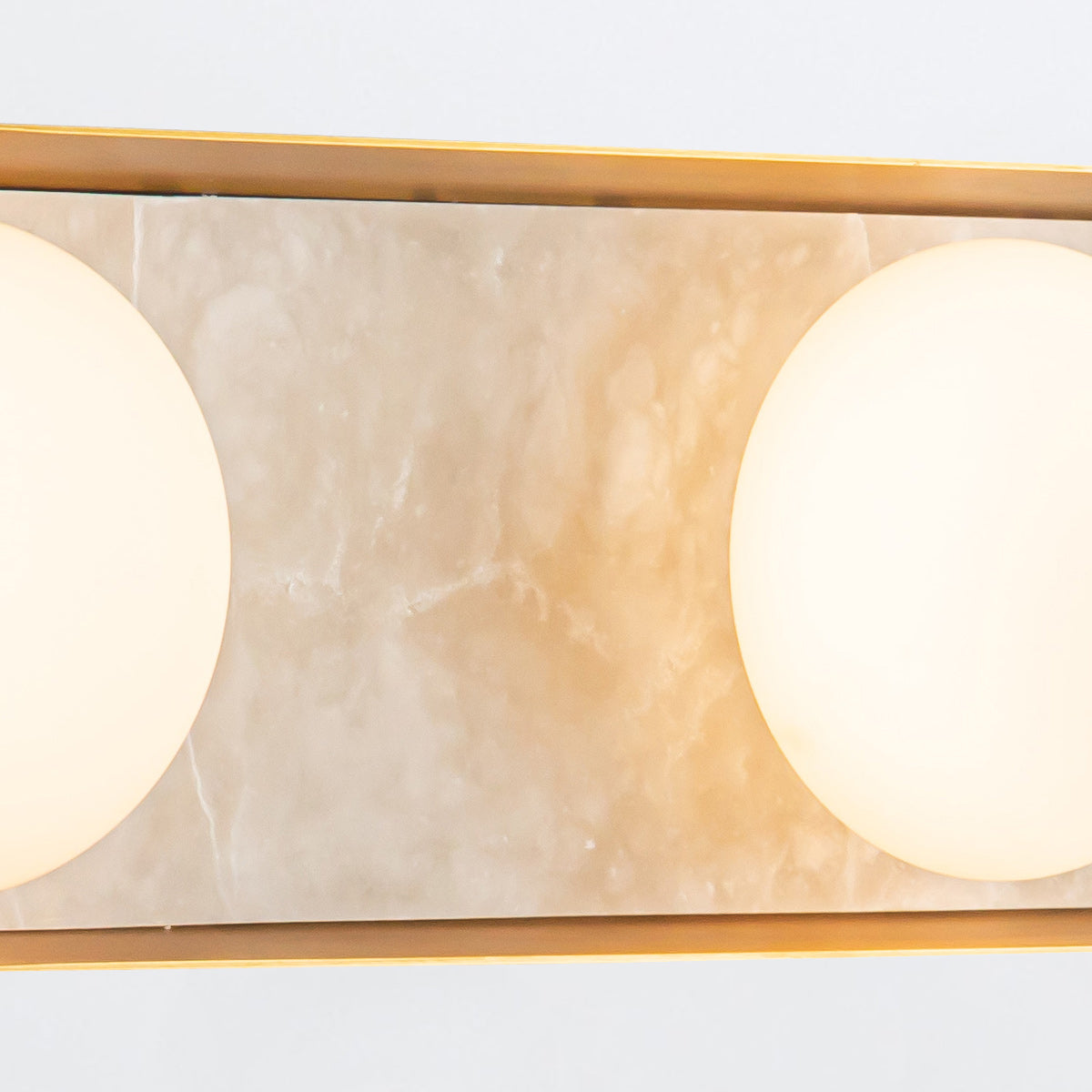Alonso Three LED Wall Light in Vintage Brass Metalwork with Alabaster Accents