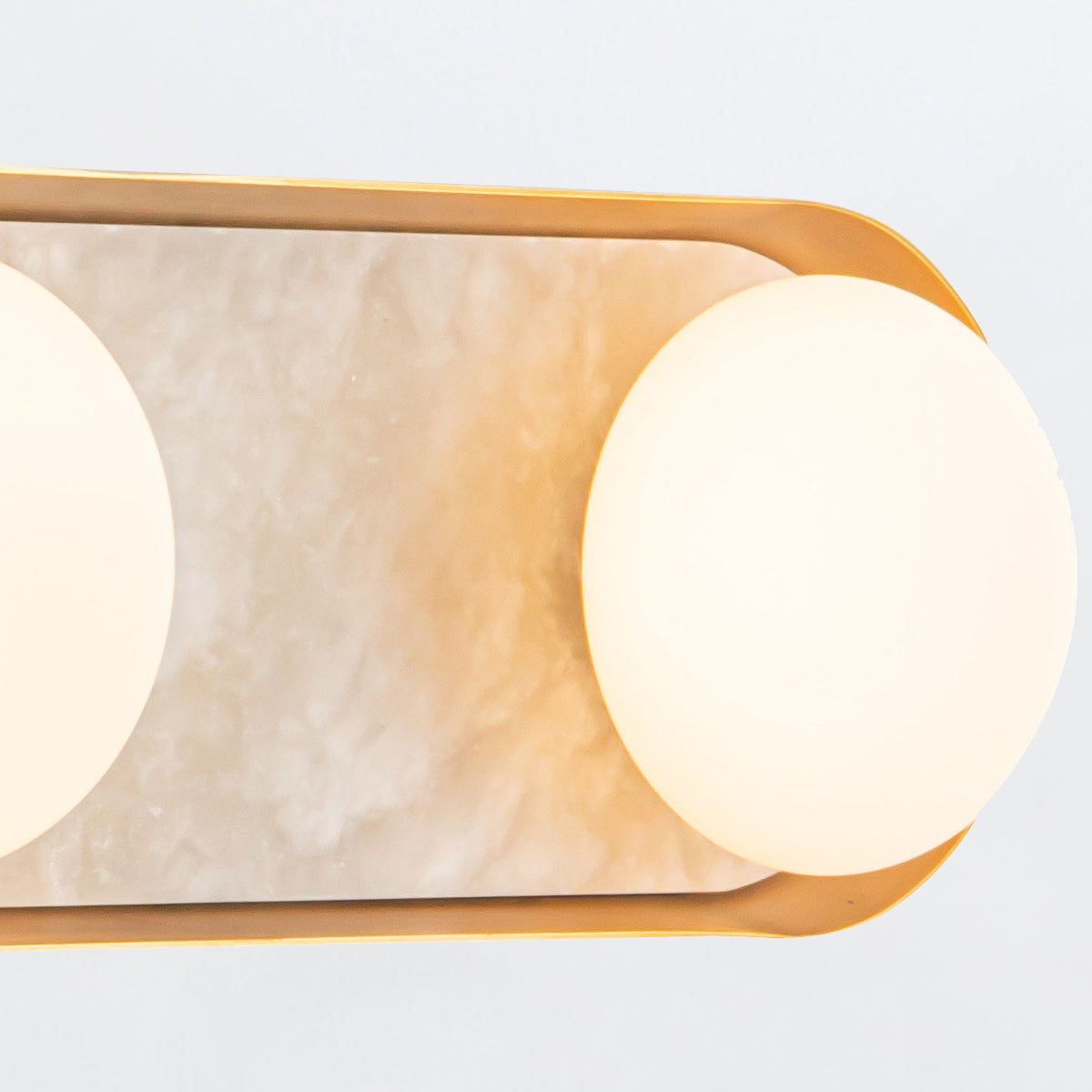 Alonso Three LED Wall Light in Vintage Brass Metalwork with Alabaster Accents