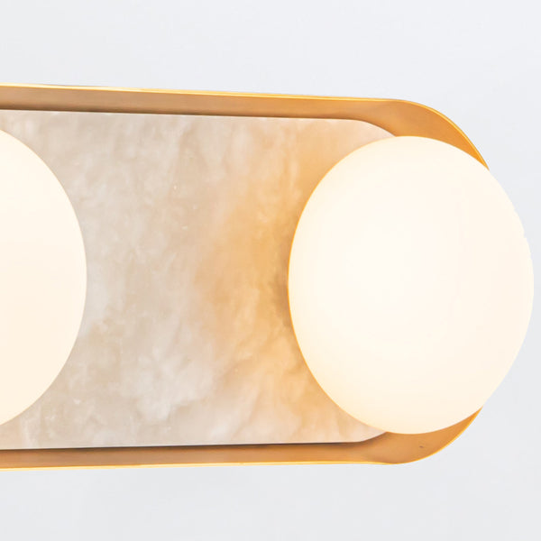 Alonso Three LED Wall Light in Vintage Brass Metalwork with Alabaster Accents