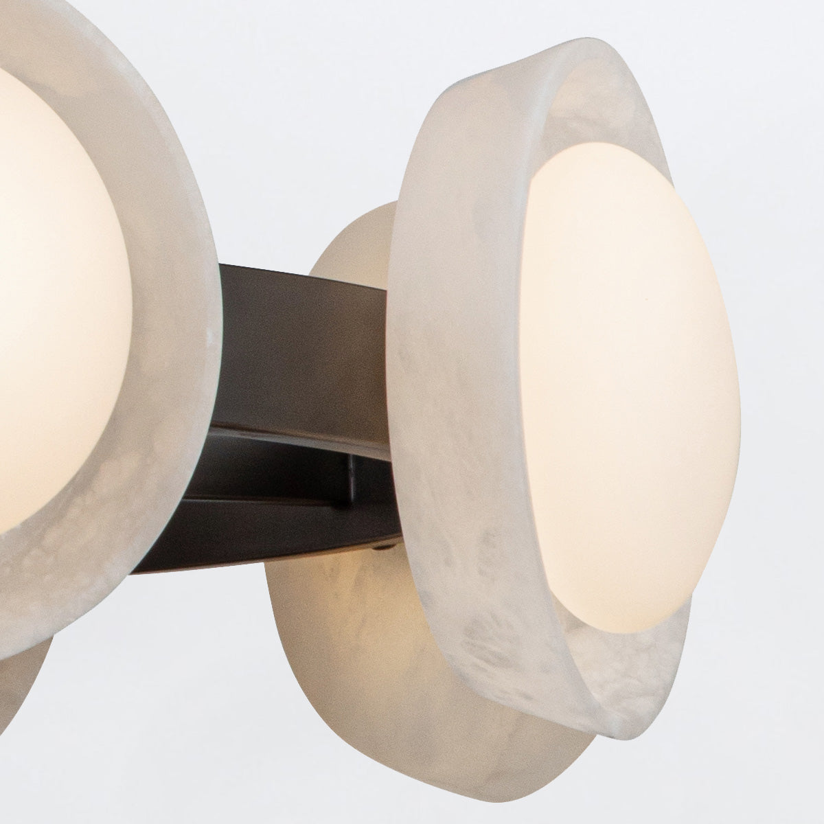 Alonso Eight LED Chandelier Pendant in Urban Bronze Metalwork with Alabaster Accents