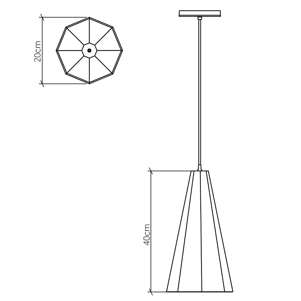 Angular Natural Teak Wood Veneer Conical Shaped Single Drop Pendant