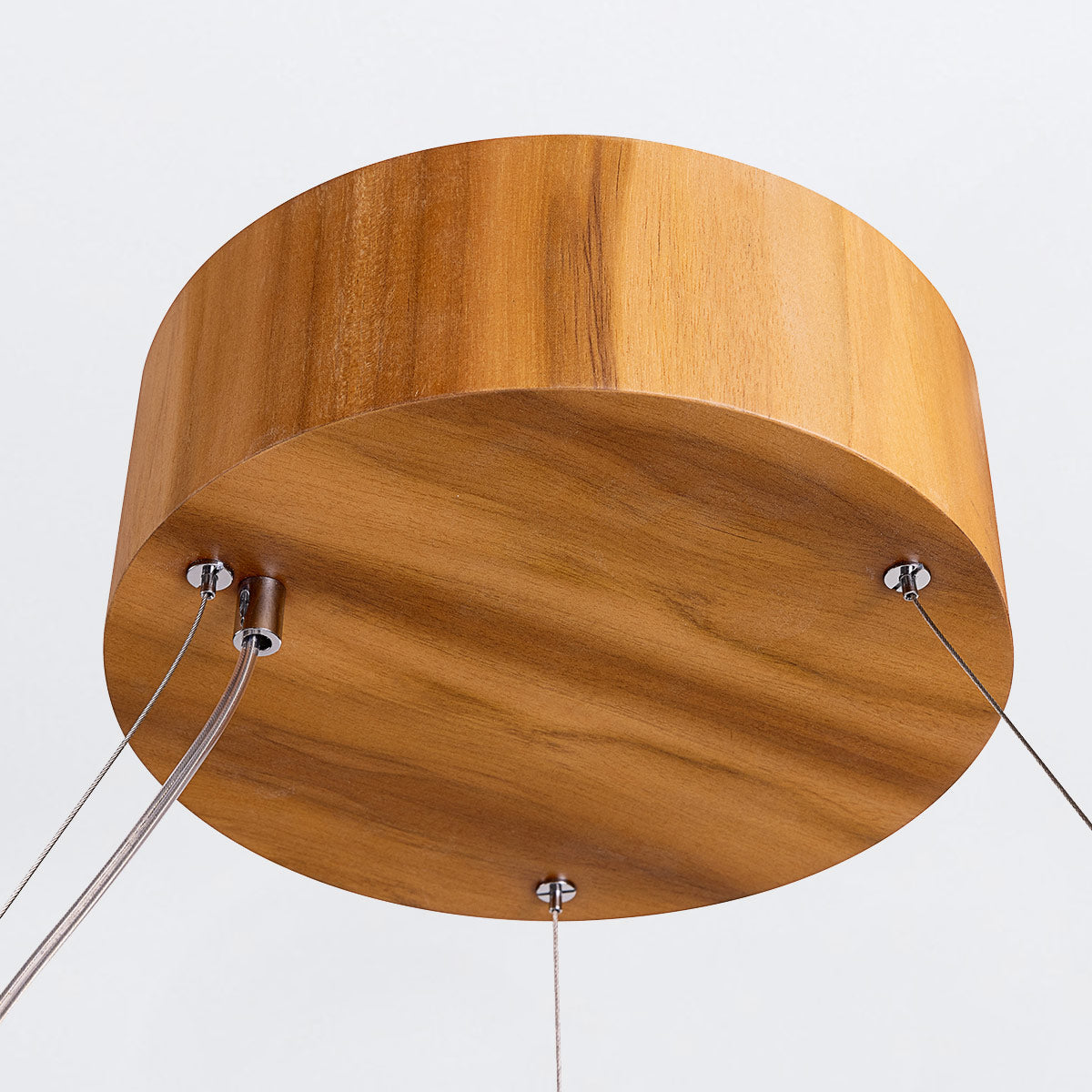 Angular Natural Teak Wood Veneer 29w LED Ring Pendant