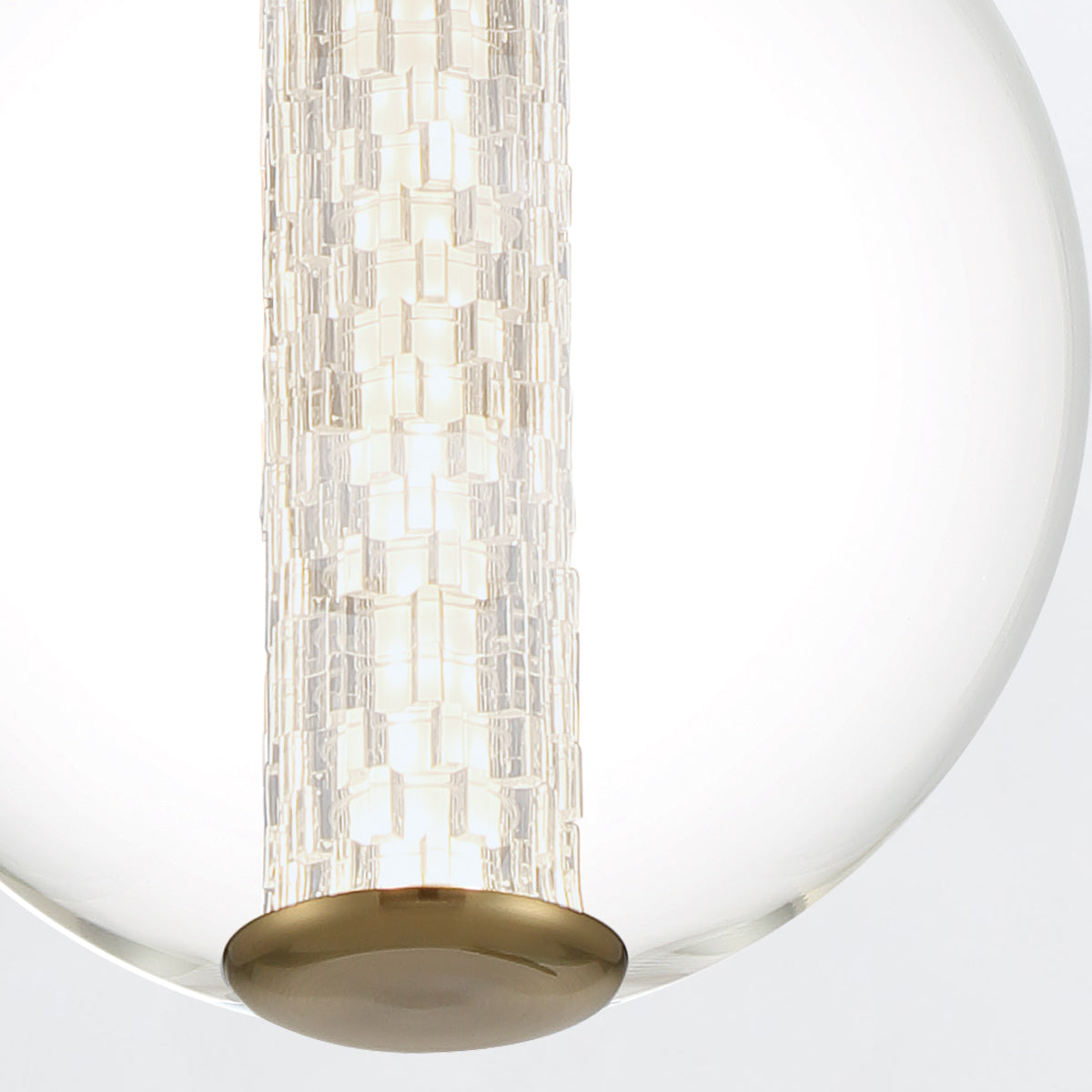 Atomo Single Drop IP44 LED Pendant in Brushed Gold with Clear Glass Globe