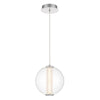 Atomo Single Drop IP44 LED Pendant in Polished Chrome with Clear Glass Globe