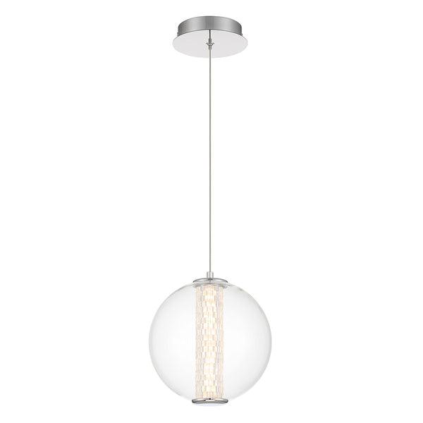 Atomo Single Drop IP44 LED Pendant in Polished Chrome with Clear Glass Globe