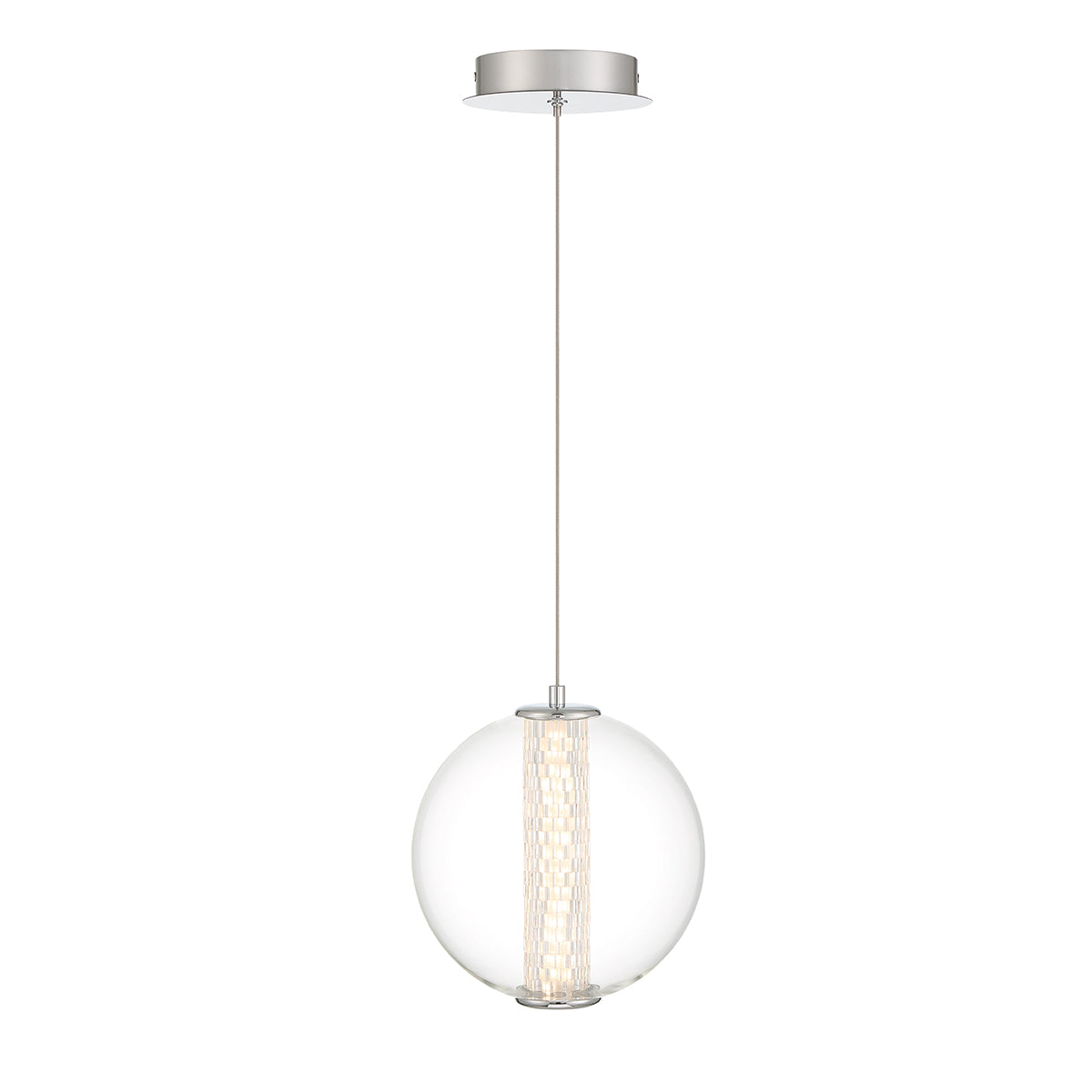 Atomo Single Drop IP44 LED Pendant in Polished Chrome with Clear Glass Globe