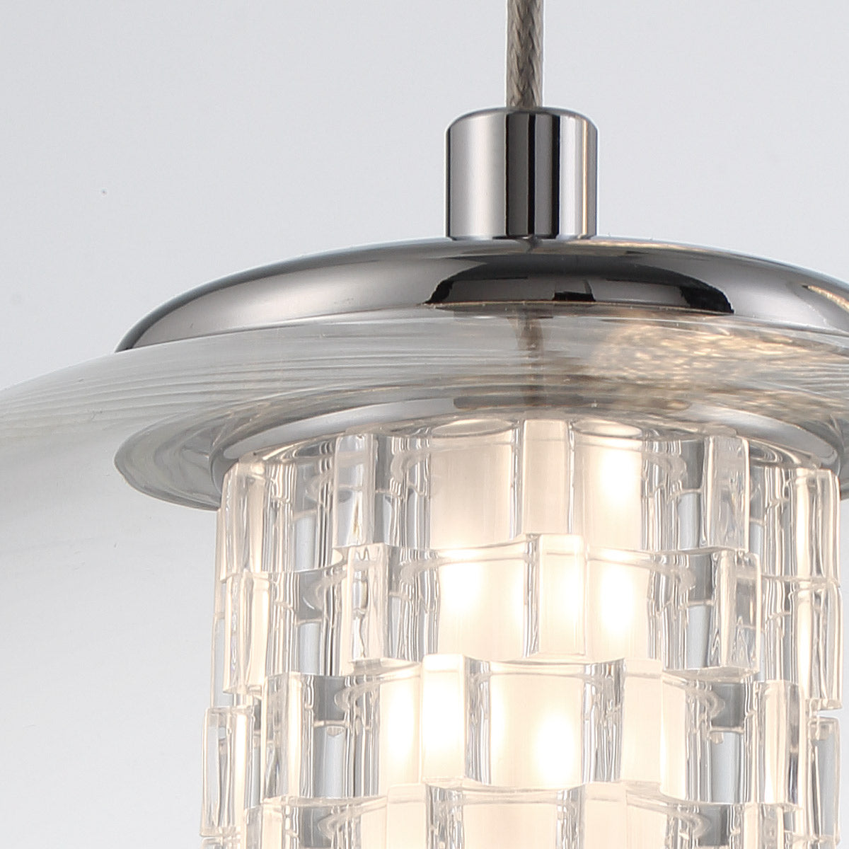Atomo Single Drop IP44 LED Pendant in Polished Chrome with Clear Glass Globe