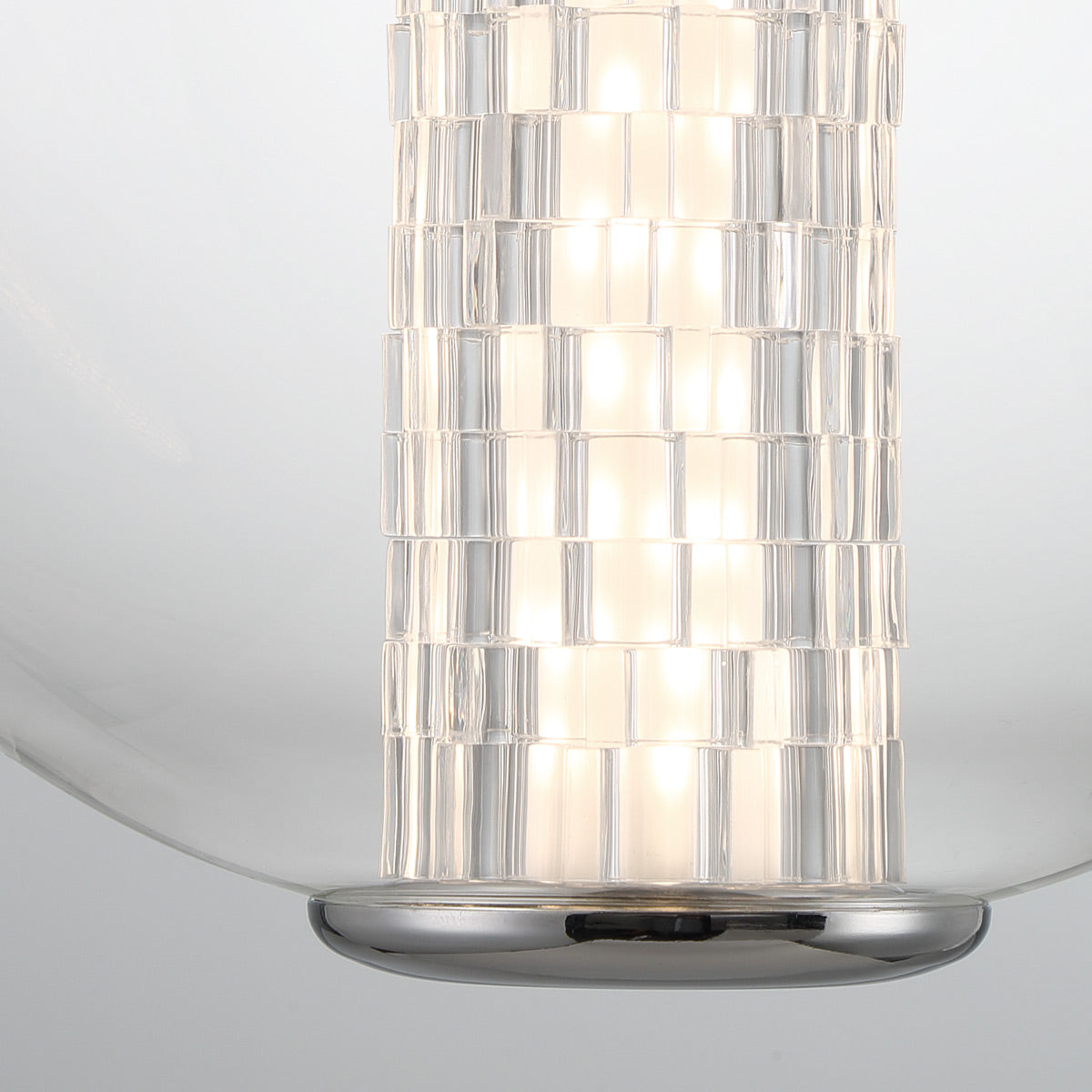 Atomo Single Drop IP44 LED Pendant in Polished Chrome with Clear Glass Globe