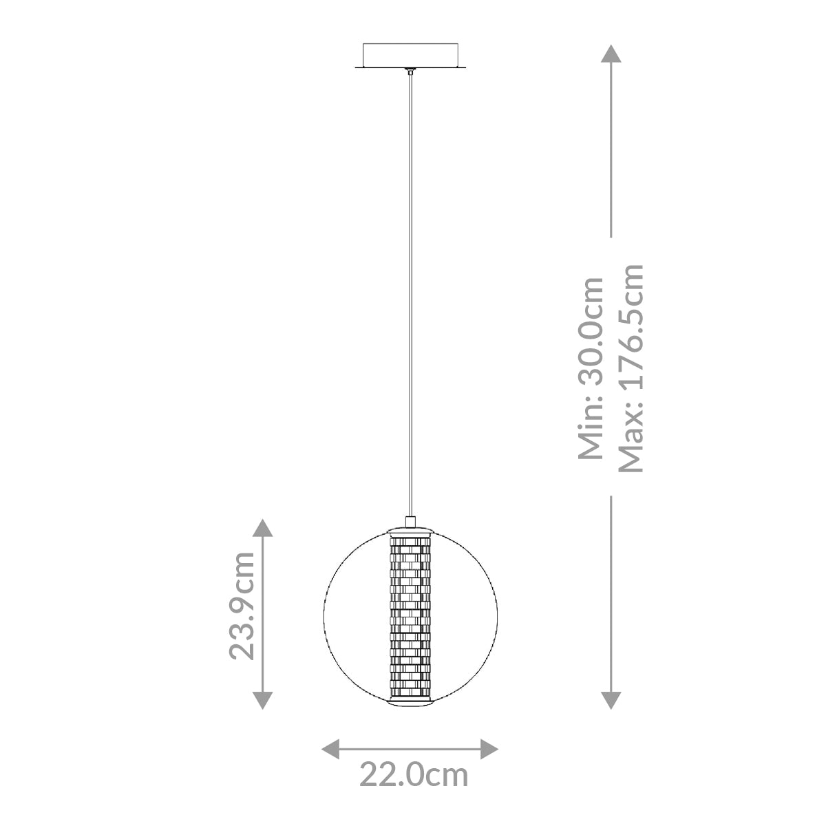 Atomo Single Drop IP44 LED Pendant in Polished Chrome with Clear Glass Globe