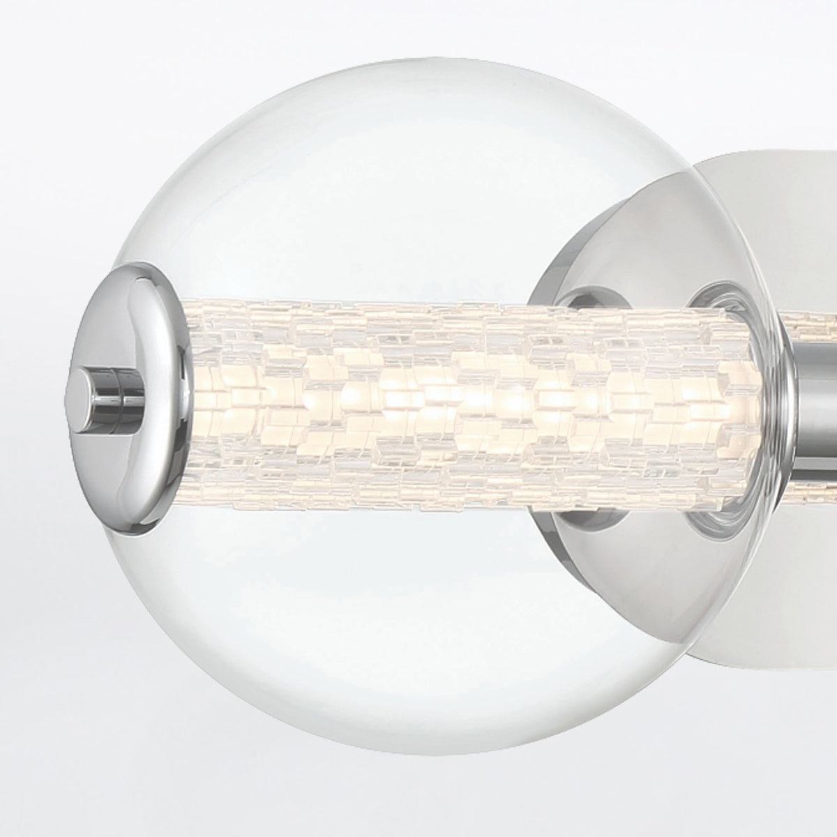 Atomo IP44 Three LED Wall Light in Polished Chrome with Clear Glass Globes
