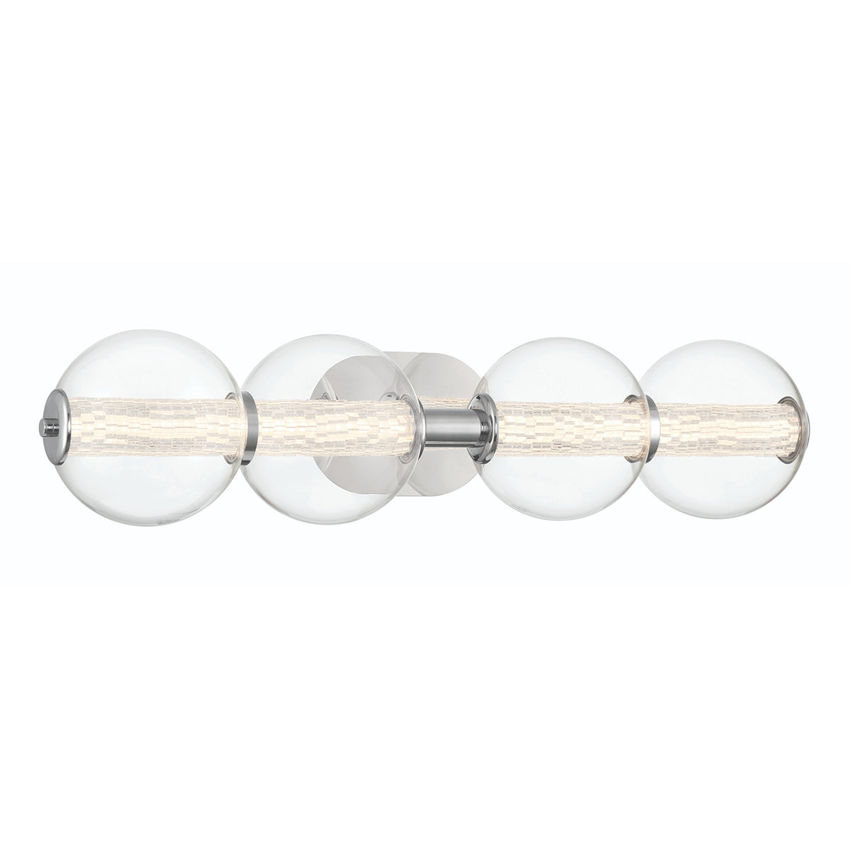 Atomo IP44 Four LED Wall Light in Polished Chrome with Clear Glass Globes