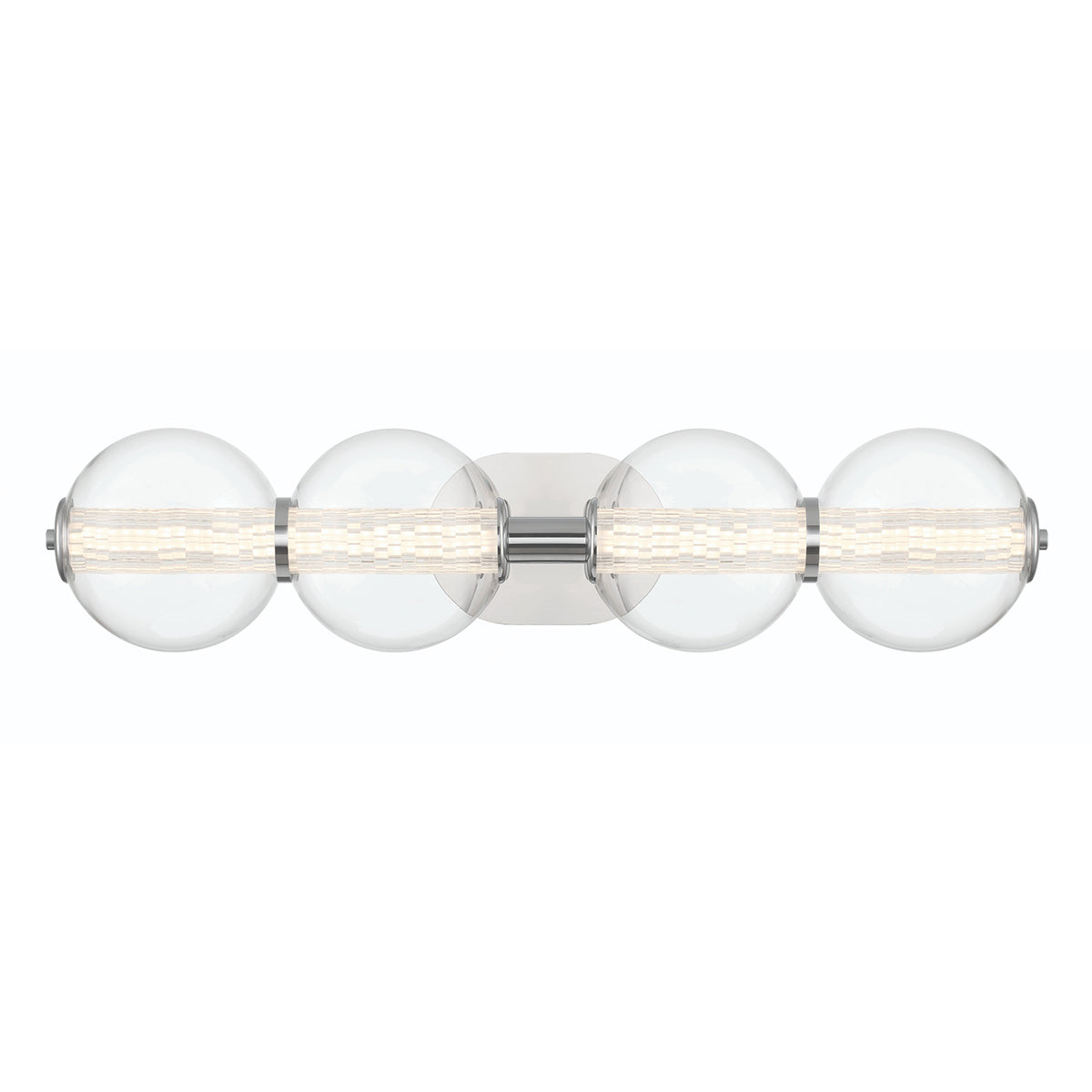 Atomo IP44 Four LED Wall Light in Polished Chrome with Clear Glass Globes