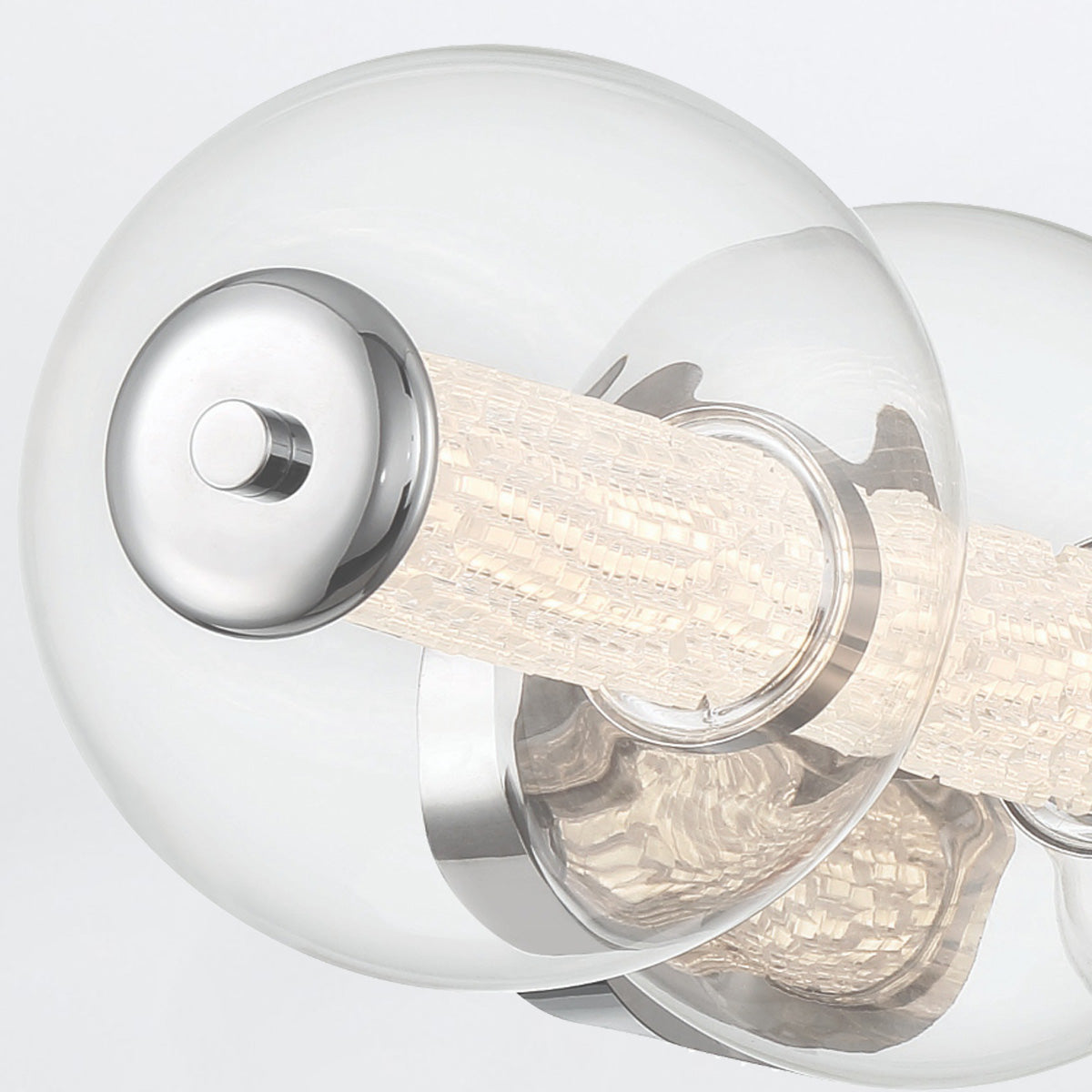 Atomo IP44 Four LED Wall Light in Polished Chrome with Clear Glass Globes