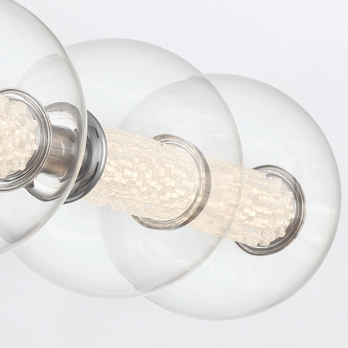 Atomo IP44 Four LED Wall Light in Polished Chrome with Clear Glass Globes