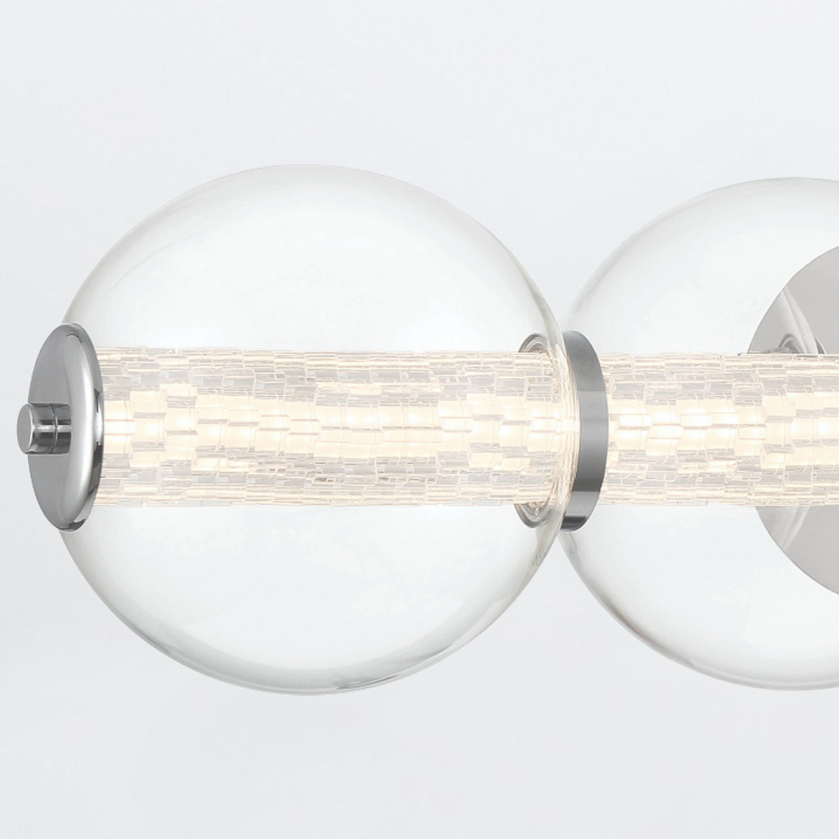 Atomo IP44 Four LED Wall Light in Polished Chrome with Clear Glass Globes
