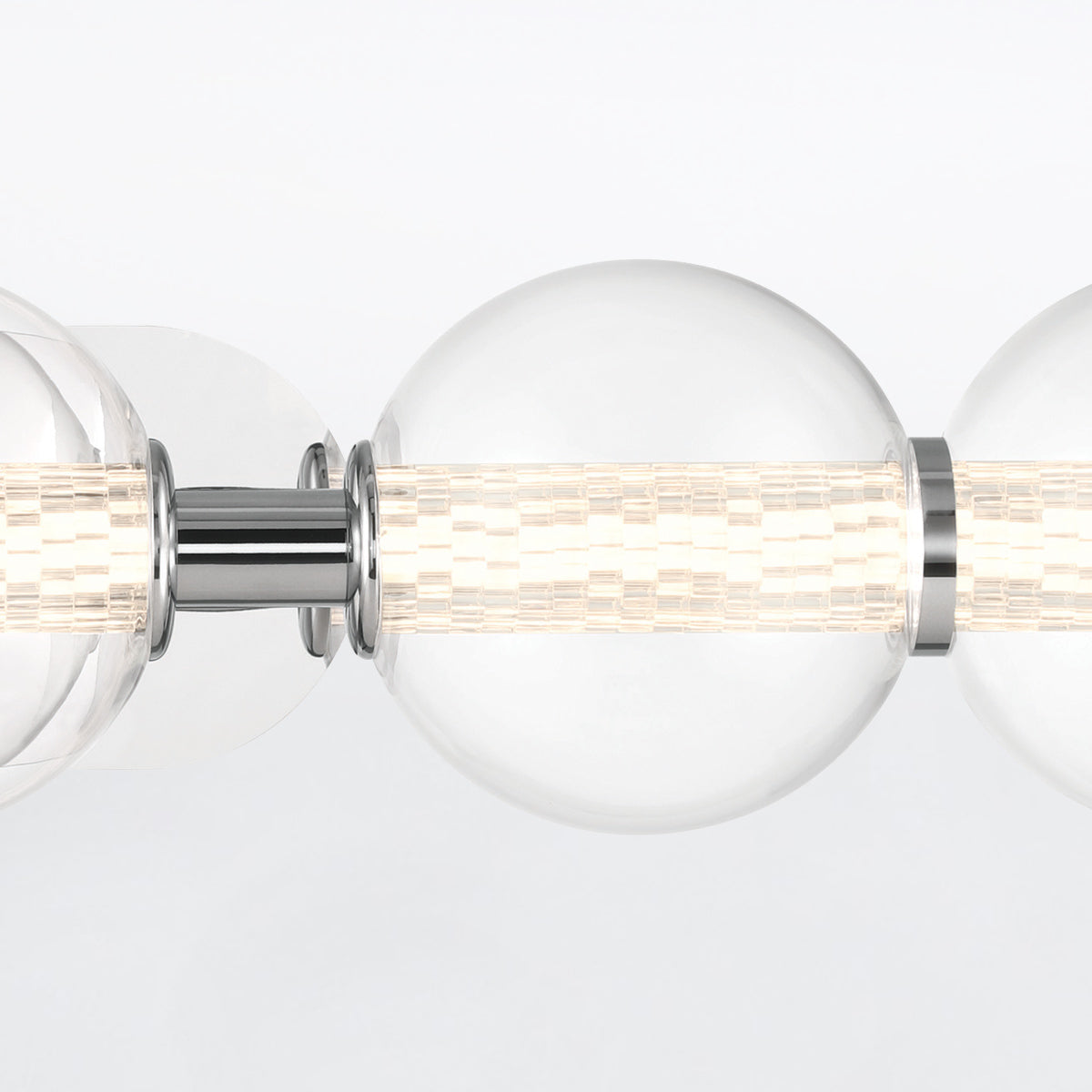 Atomo IP44 Five LED Wall Light in Polished Chrome with Clear Glass Globes