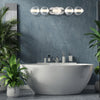 Atomo IP44 Five LED Wall Light in Polished Chrome with Clear Glass Globes