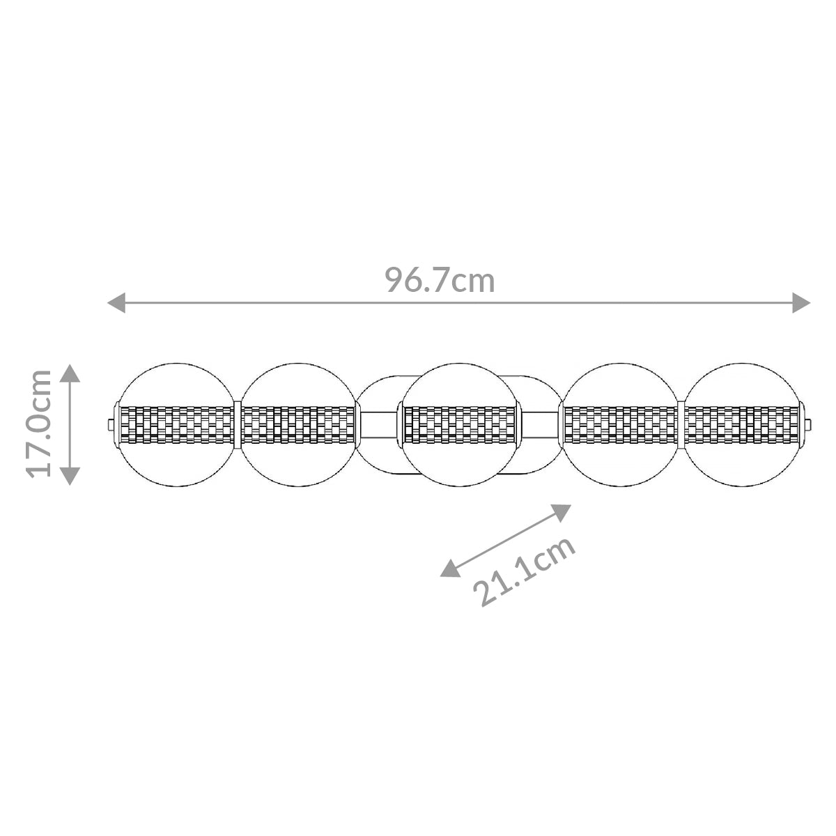 Atomo IP44 Five LED Wall Light in Polished Chrome with Clear Glass Globes