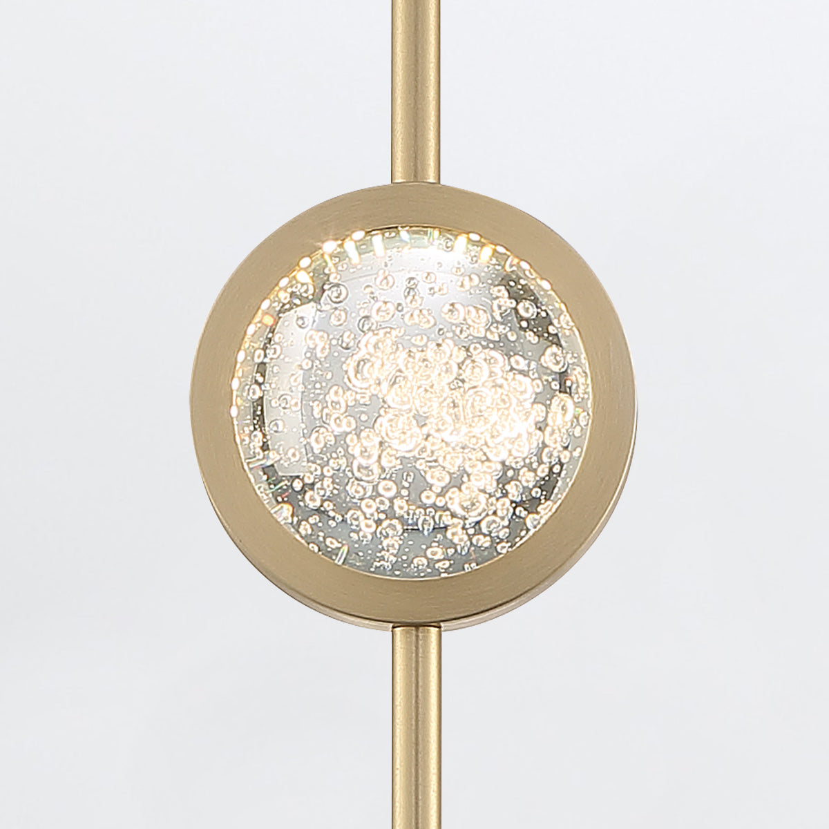Barletta Single Drop LED Pendant in Brushed Gold with a Clear Seeded Glass Orb