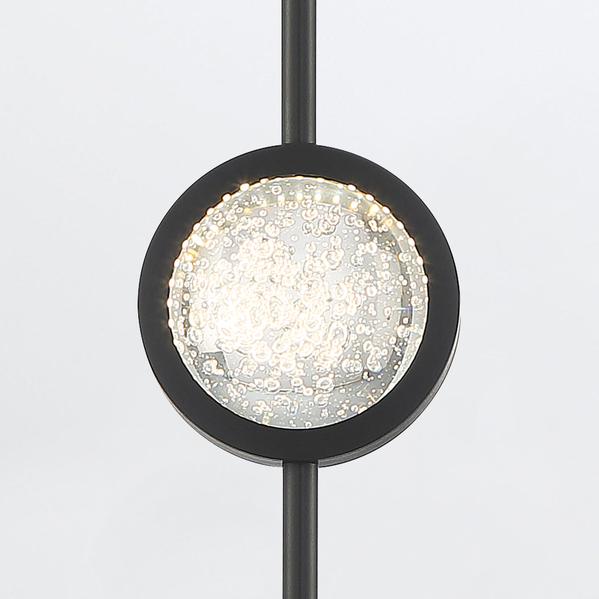 Barletta Single Drop LED Pendant in Matte Black with a Clear Seeded Glass Orb
