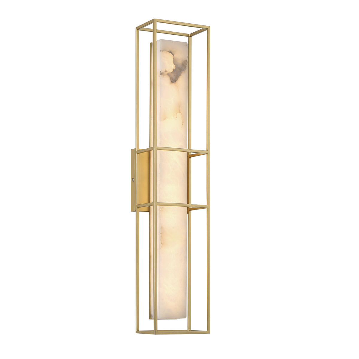 Blakley Large LED IP44 Wall Light in Brushed Gold with Alabaster Stone