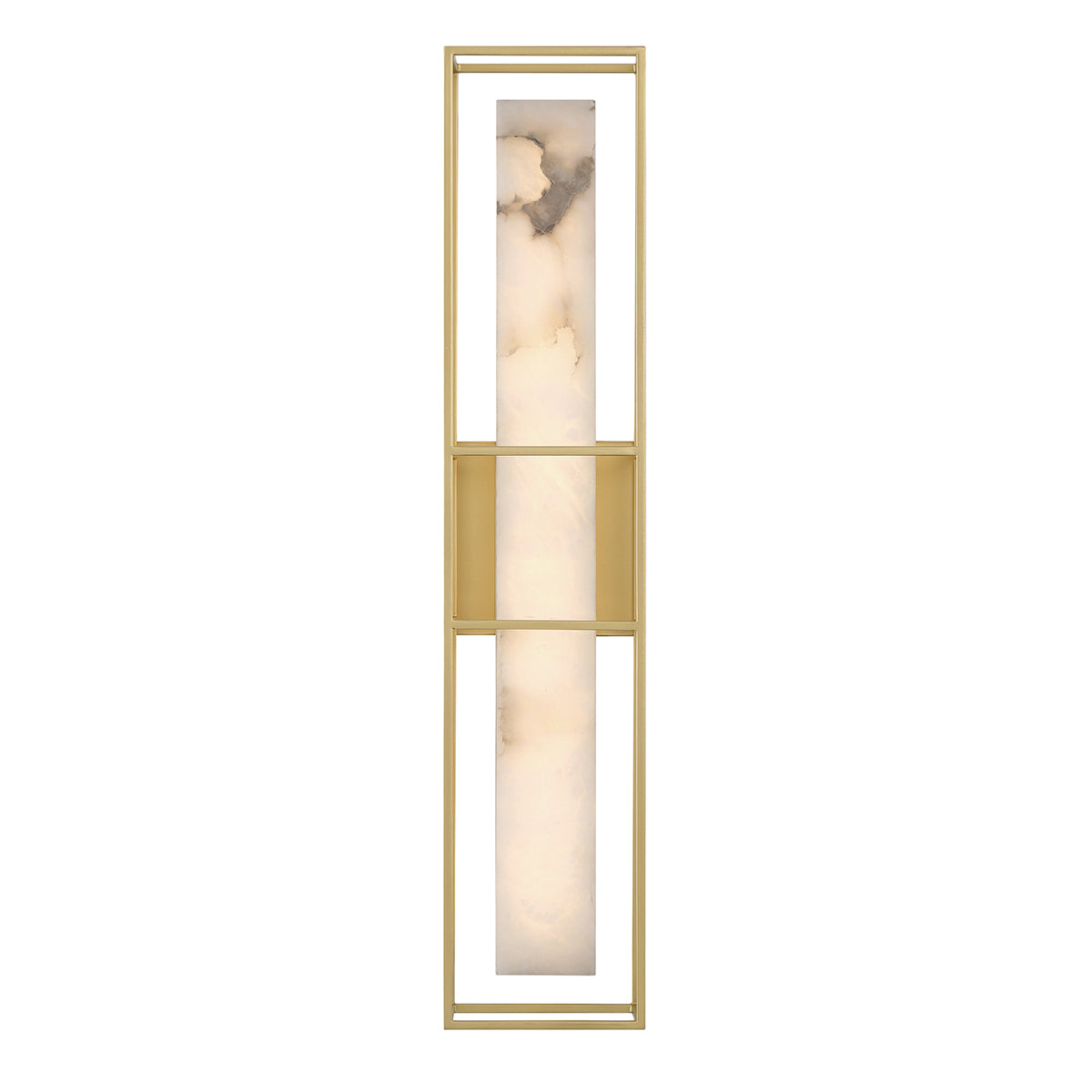 Blakley Large LED IP44 Wall Light in Brushed Gold with Alabaster Stone