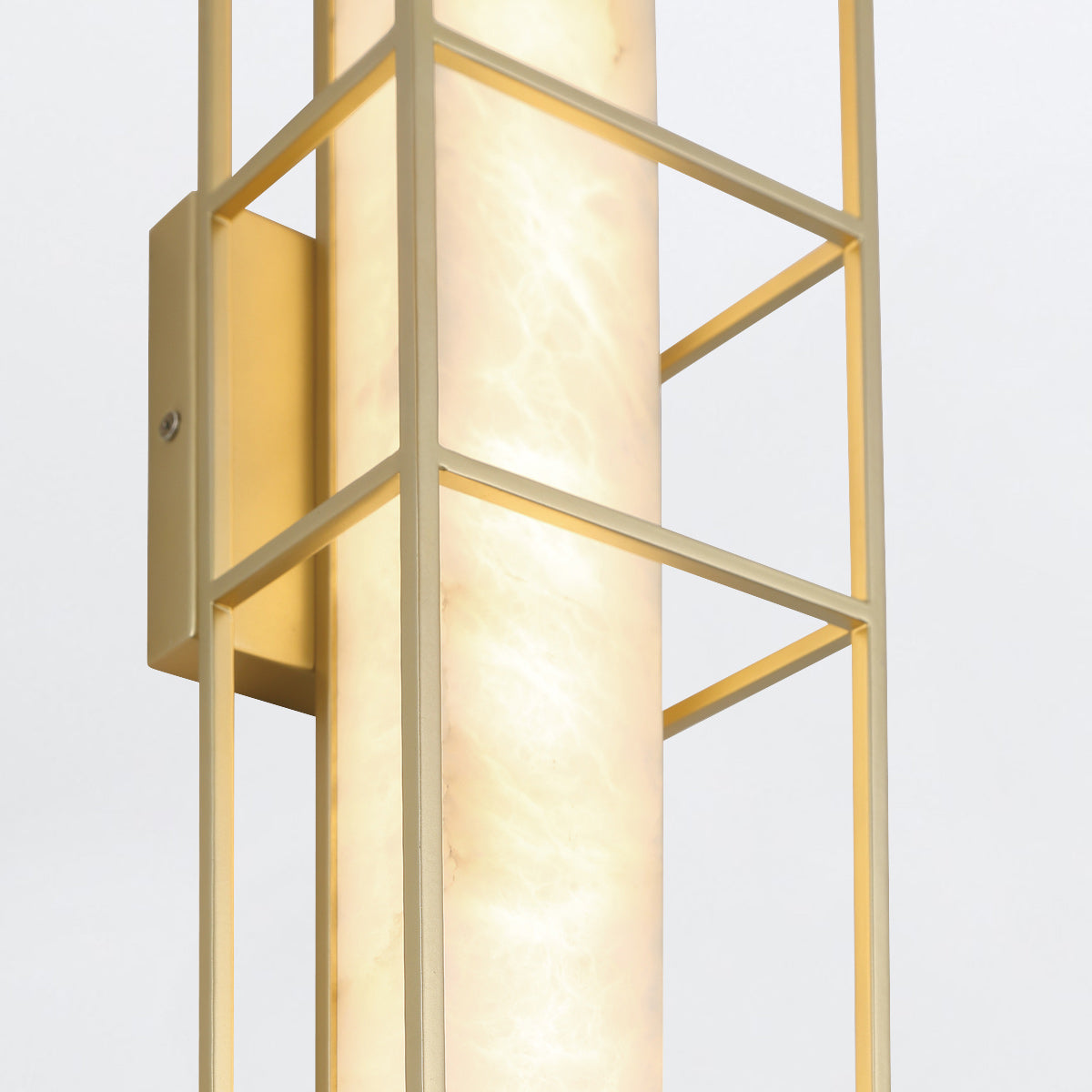 Blakley Large LED IP44 Wall Light in Brushed Gold with Alabaster Stone