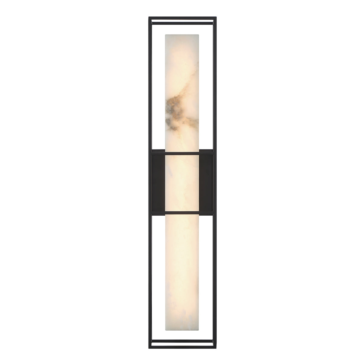 Blakley Large LED IP44 Wall Light in Matte Black with Alabaster Stone