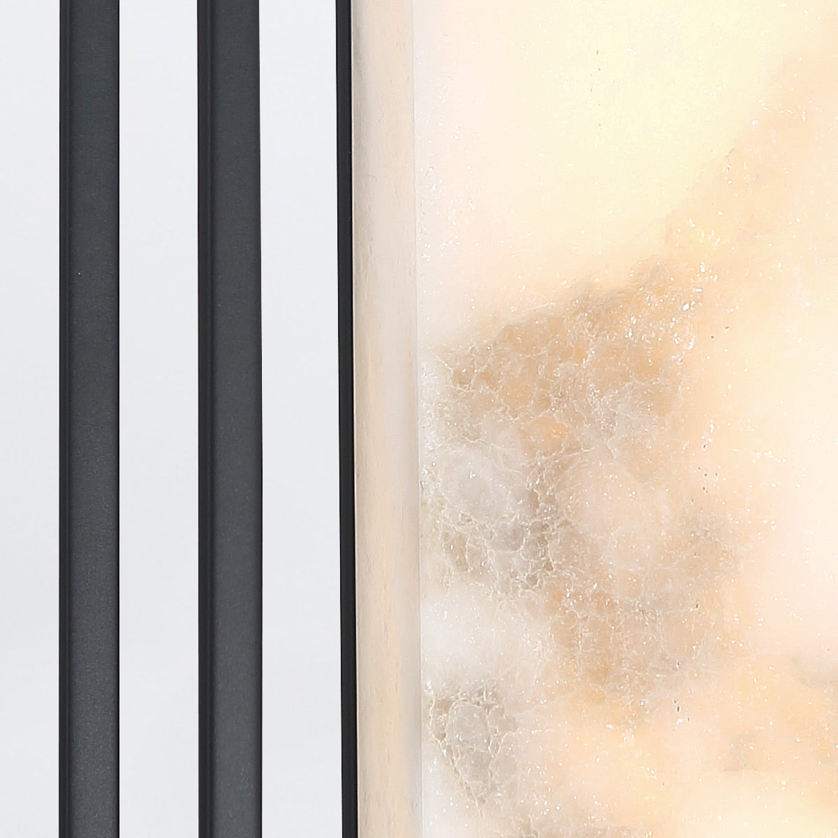 Blakley Large LED IP44 Wall Light in Matte Black with Alabaster Stone