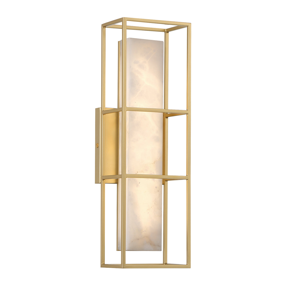 Blakley Medium LED IP44 Wall Light in Brushed Gold with Alabaster Stone