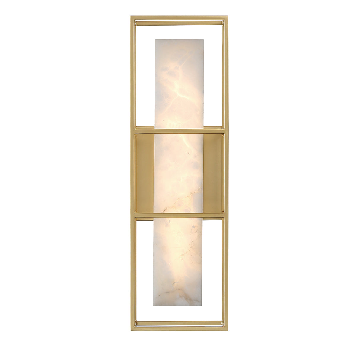 Blakley Medium LED IP44 Wall Light in Brushed Gold with Alabaster Stone