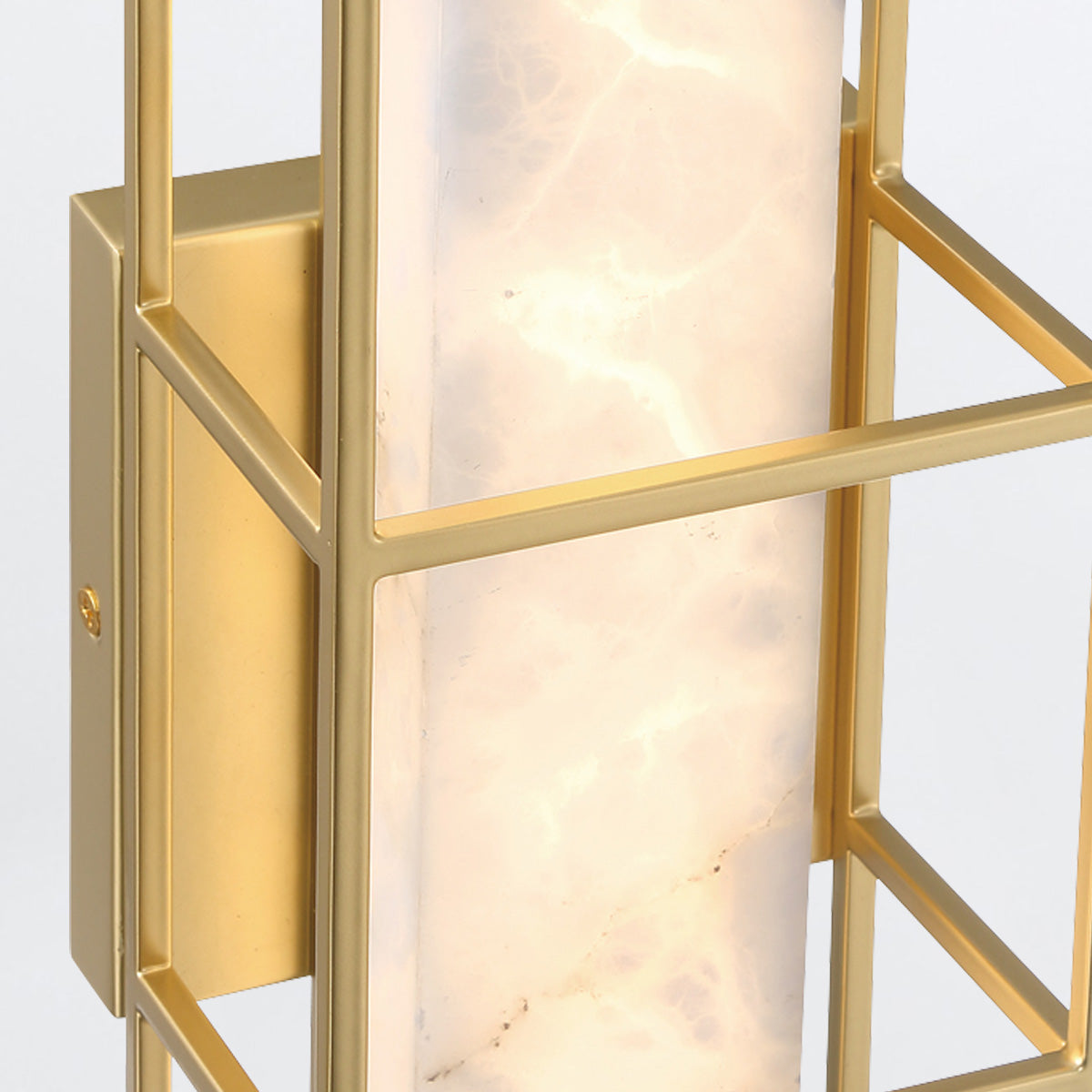 Blakley Medium LED IP44 Wall Light in Brushed Gold with Alabaster Stone