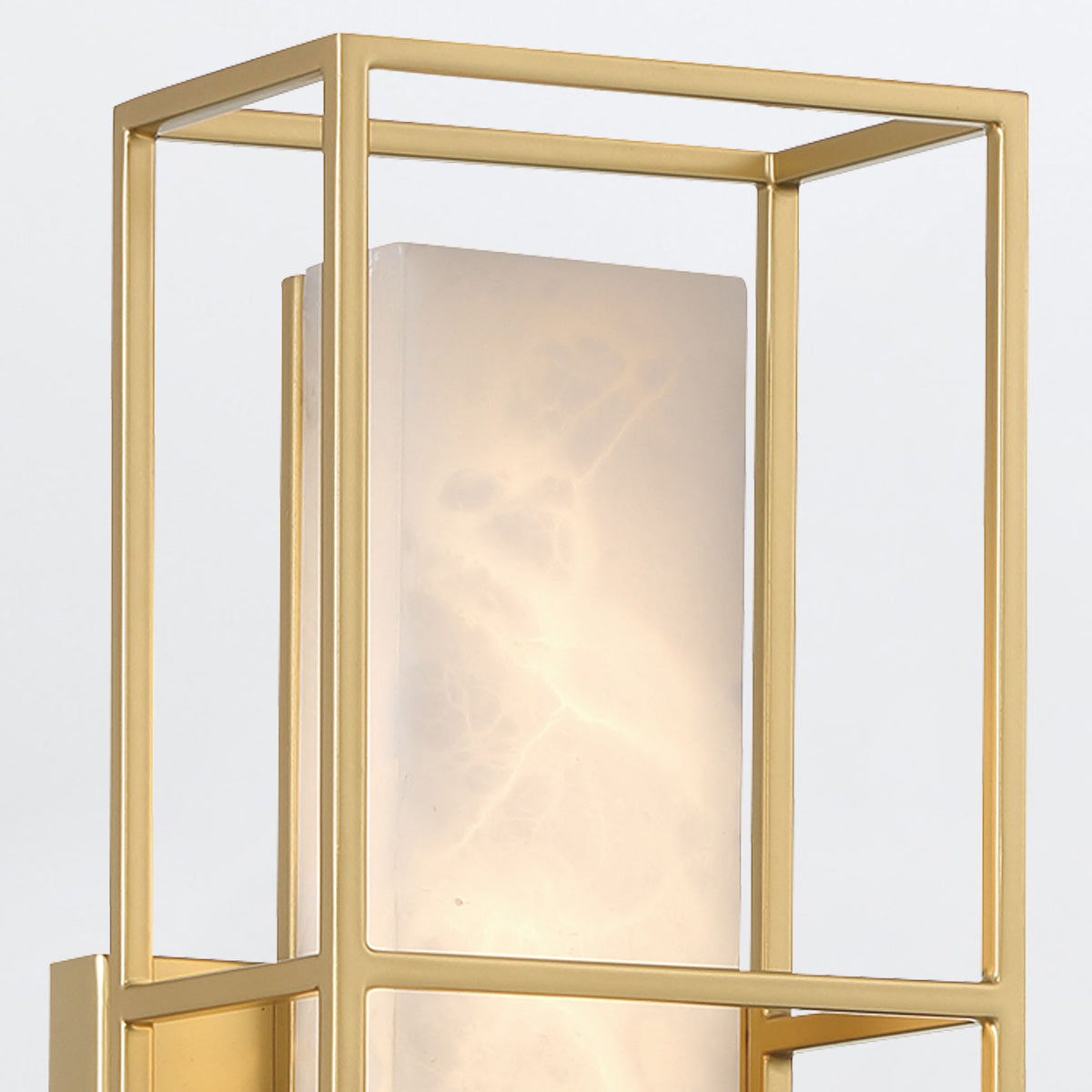 Blakley Medium LED IP44 Wall Light in Brushed Gold with Alabaster Stone