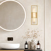 Blakley Medium LED IP44 Wall Light in Brushed Gold with Alabaster Stone