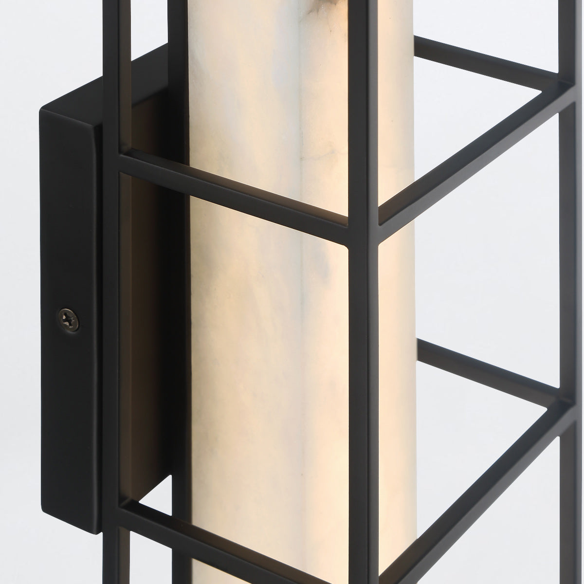 Blakley Medium LED IP44 Wall Light in Matte Black with Alabaster Stone