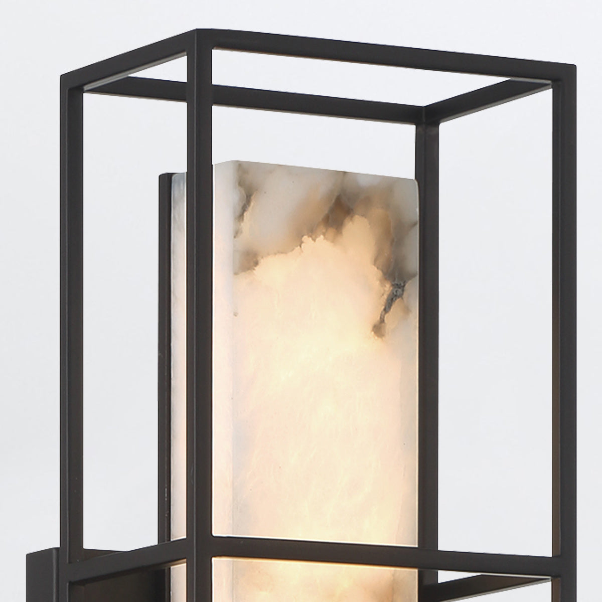 Blakley Medium LED IP44 Wall Light in Matte Black with Alabaster Stone