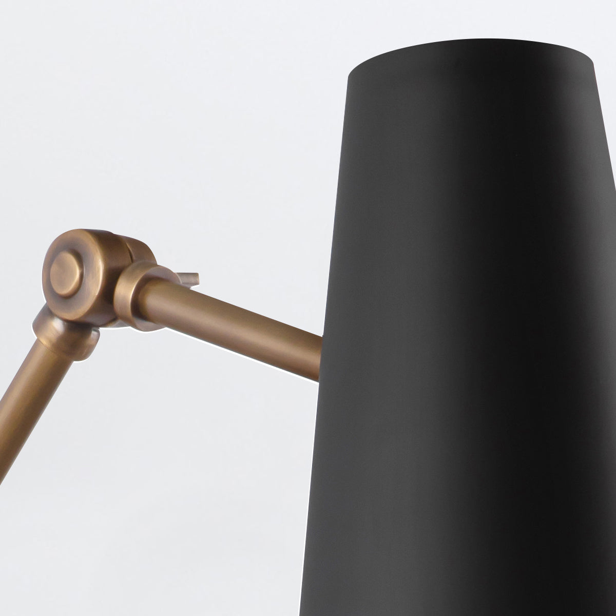 Brickell Adjustable Wall Light in Matte Black with Hazelnut Leather