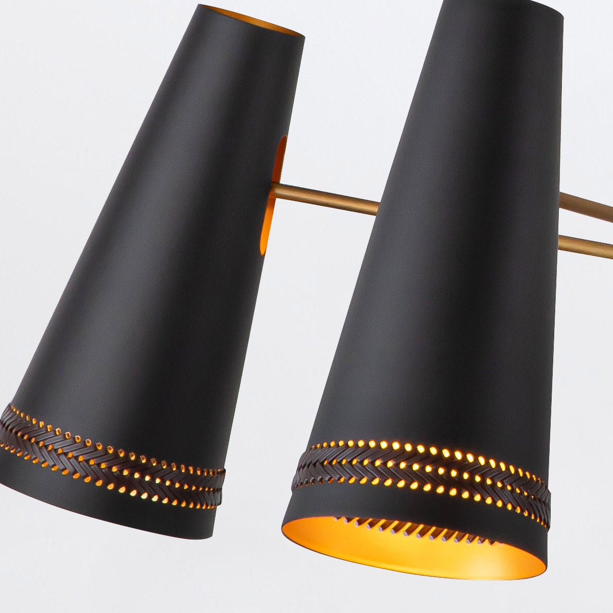 Brickell Five Light Chandelier in Matte Black with Hazelnut Leather