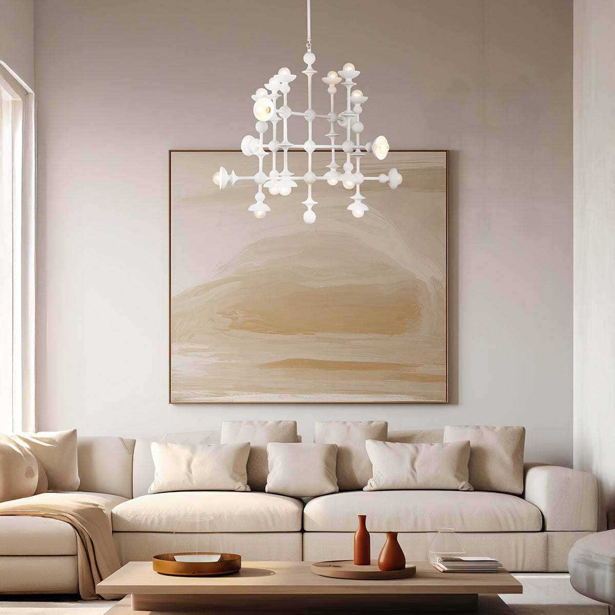 Cadence Eighteen Lamp Chandelier in Antique White