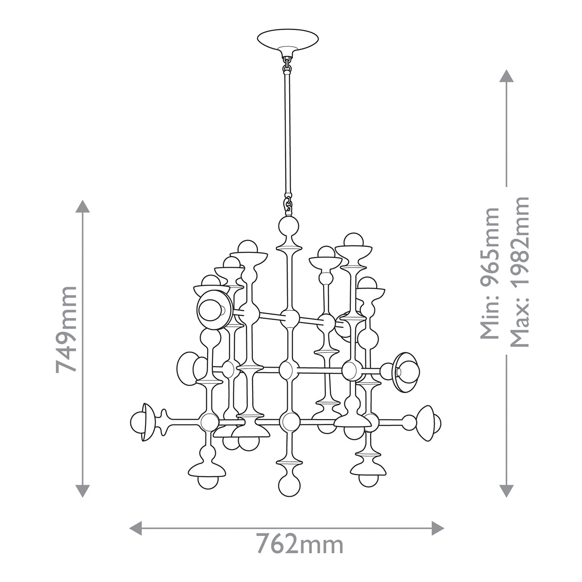 Cadence Eighteen Lamp Chandelier in Antique White
