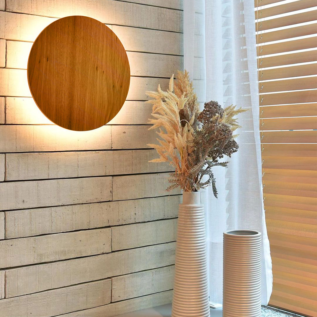 Clean Natural Teak Wood Veneer 8w LED Wall Light