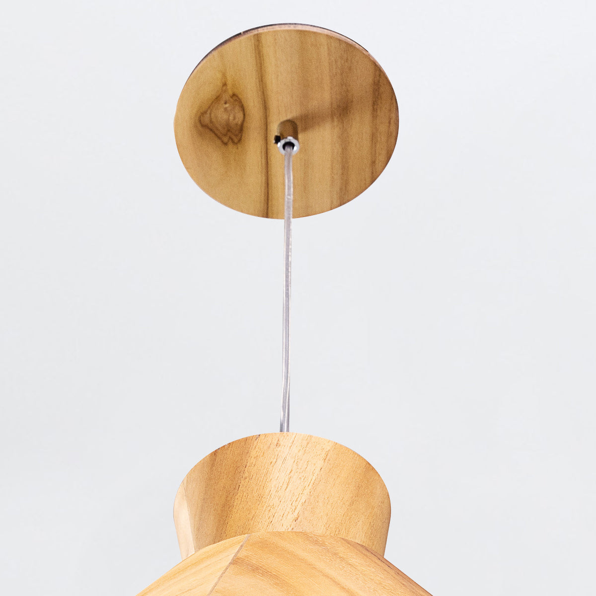 Accord Conical Natural Teak Wood Veneer Single Drop Pendant light fixture