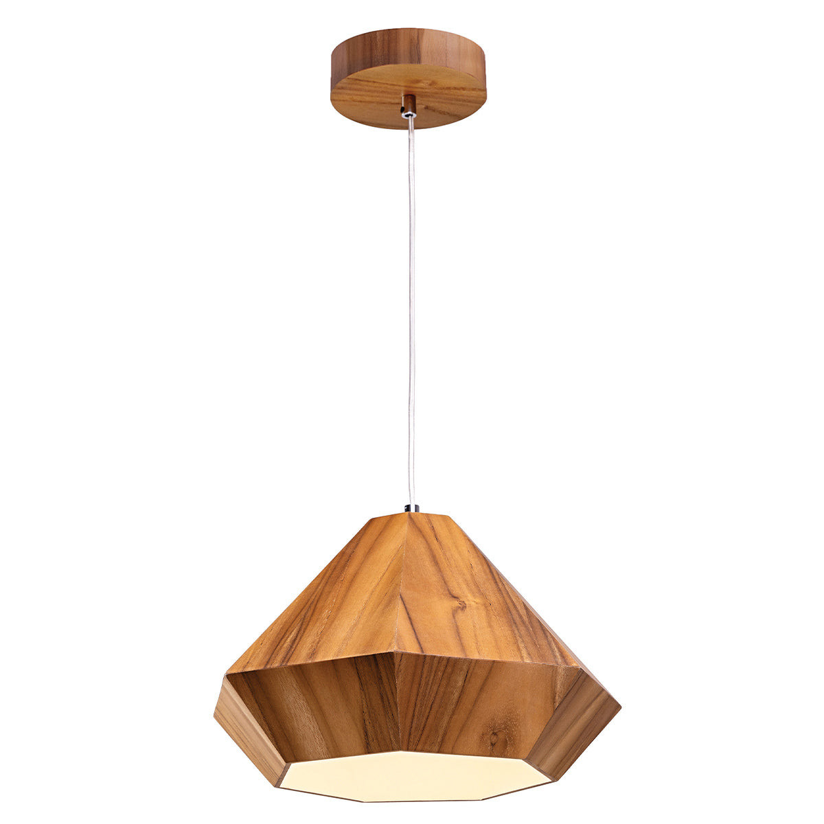 Accord Diamond Natural Teak Wood Veneer Single Drop Pendant