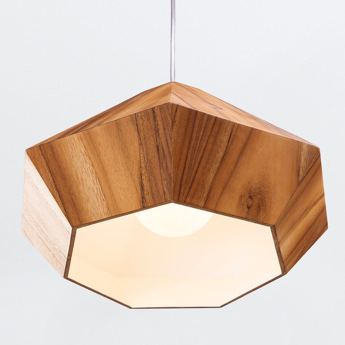 Accord Diamond Natural Teak Wood Veneer Single Drop Pendant