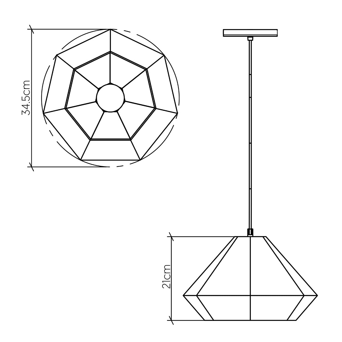 Diamond Natural Teak Wood Veneer Single Drop Pendant