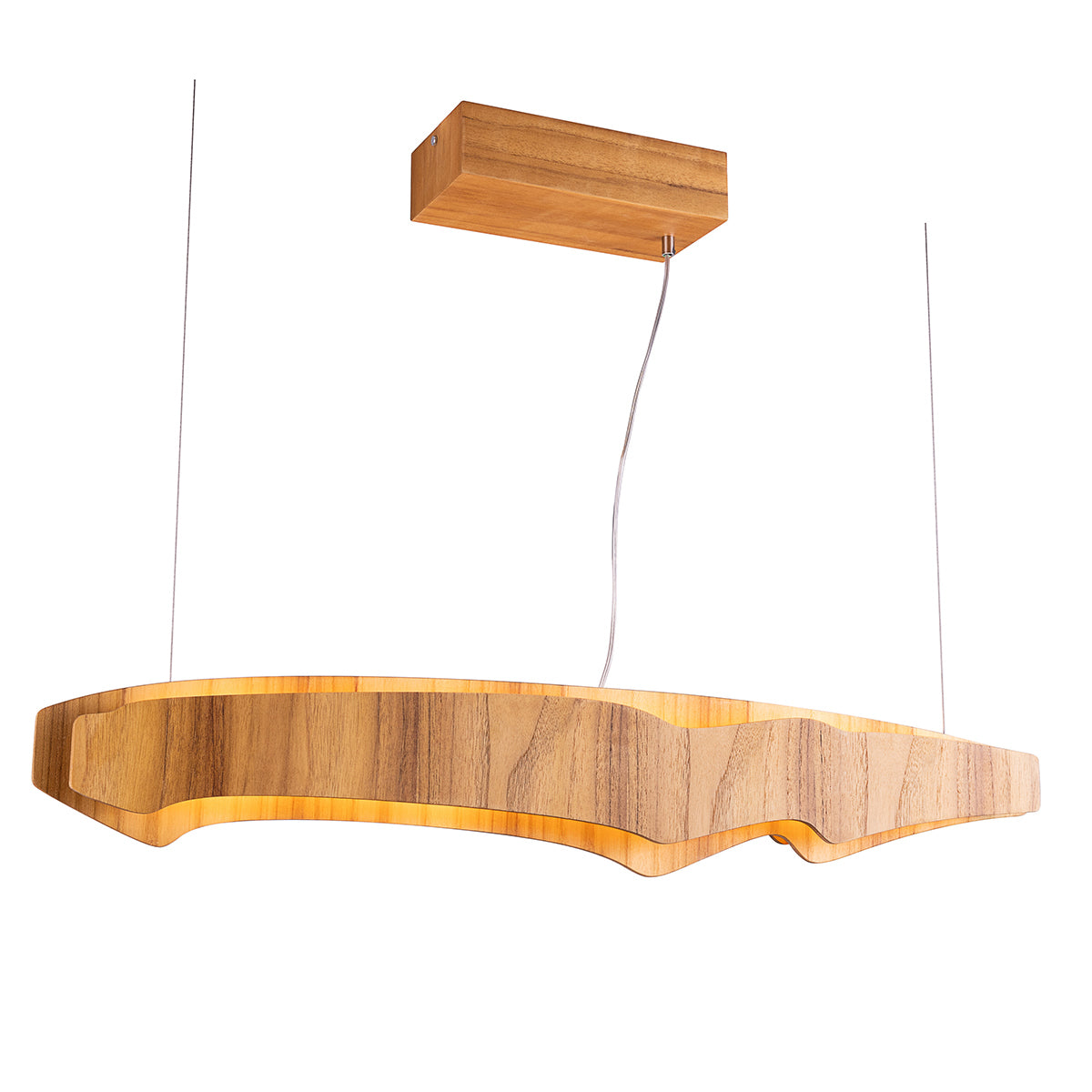 Horizon 100cm Natural Teak Wood Veneer 46w LED Linear Pendant