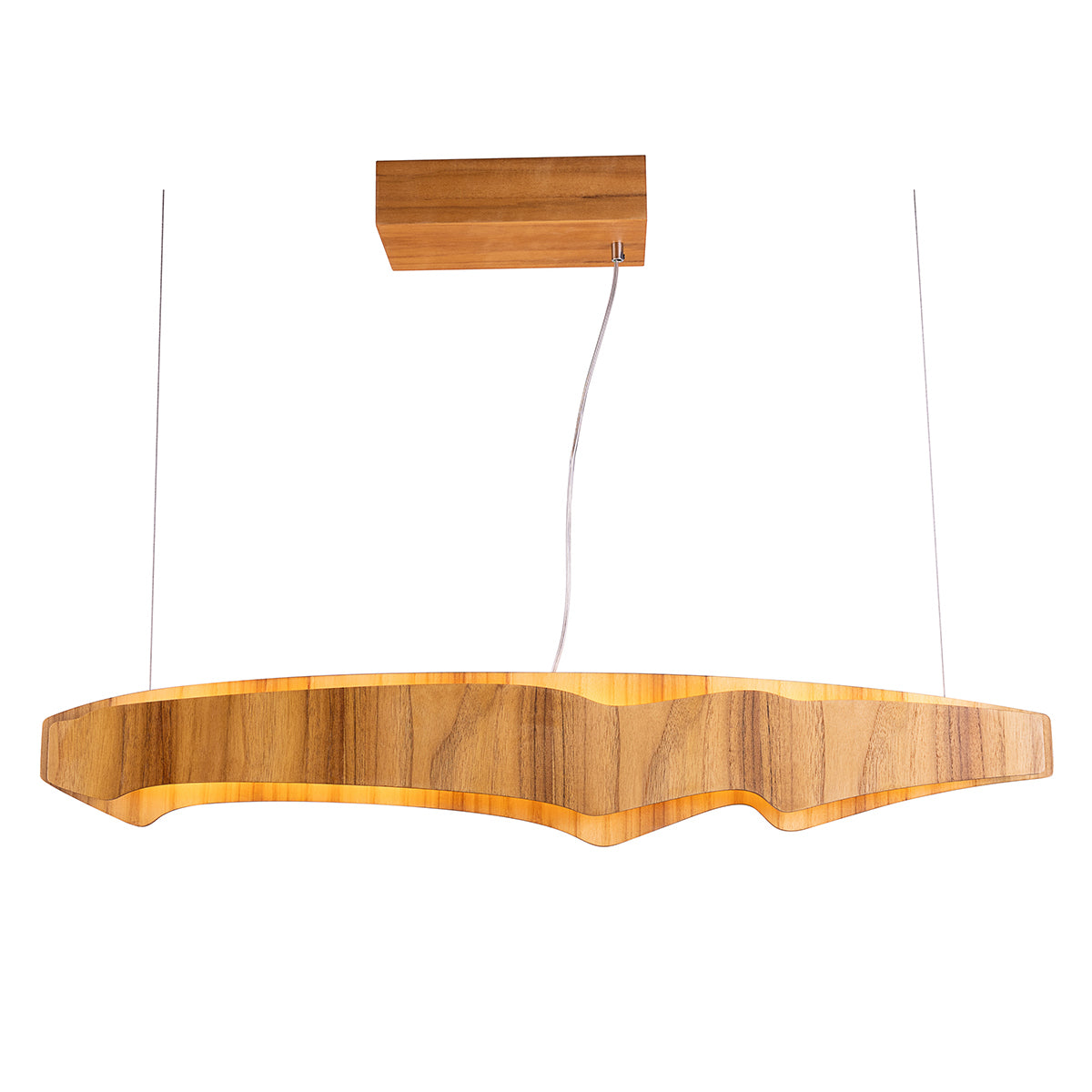 Horizon 100cm Natural Teak Wood Veneer 46w LED Linear Pendant