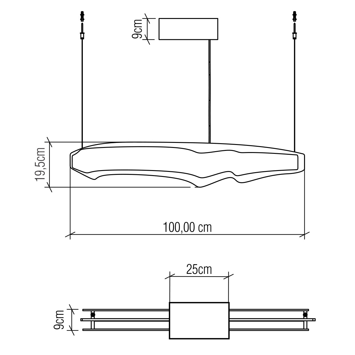 Horizon 100cm Natural Teak Wood Veneer 46w LED Linear Pendant